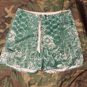 O'Neil all over print green white board shorts‎